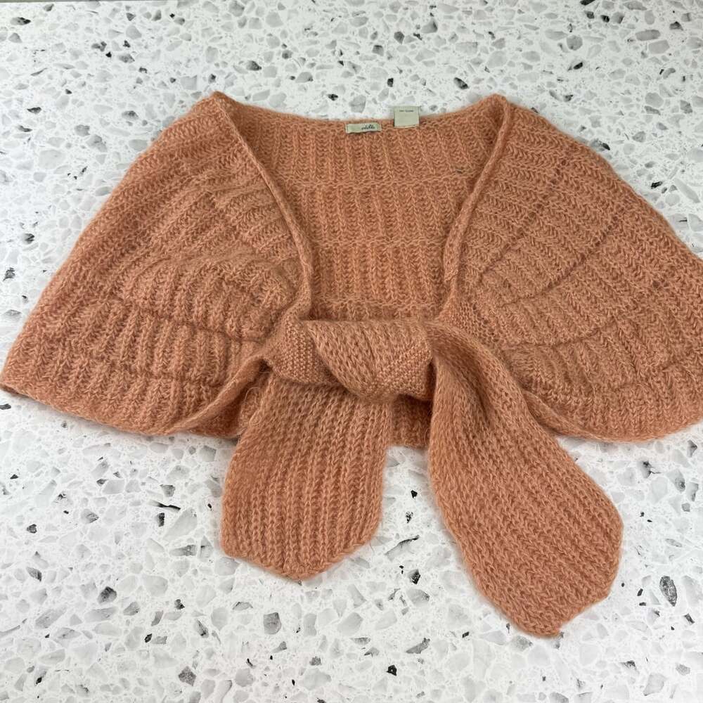 Odille Knit Capelet One Size peach cropped Poncho mohair acrylic